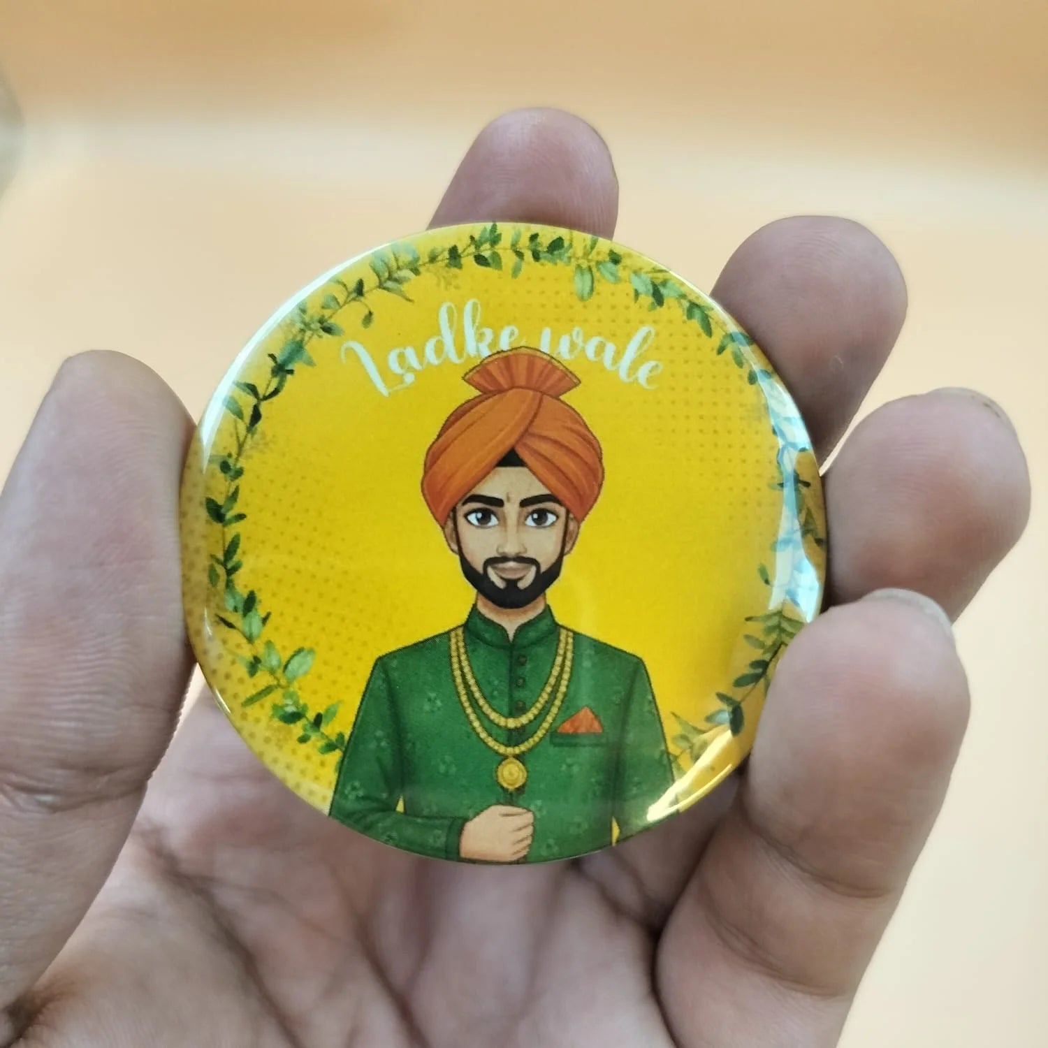 Ladke Wale Wedding Badges – Team Groom Round Pins
