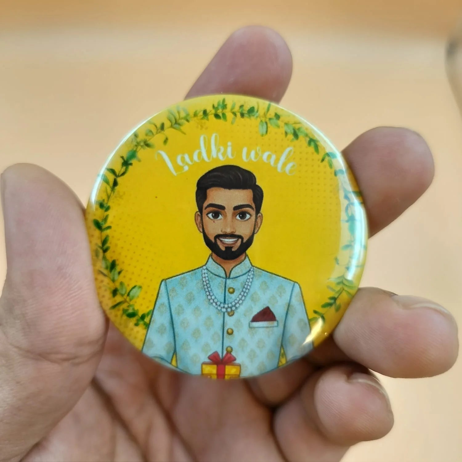 Ladke Wale Wedding Badges – Team Groom Round Pins