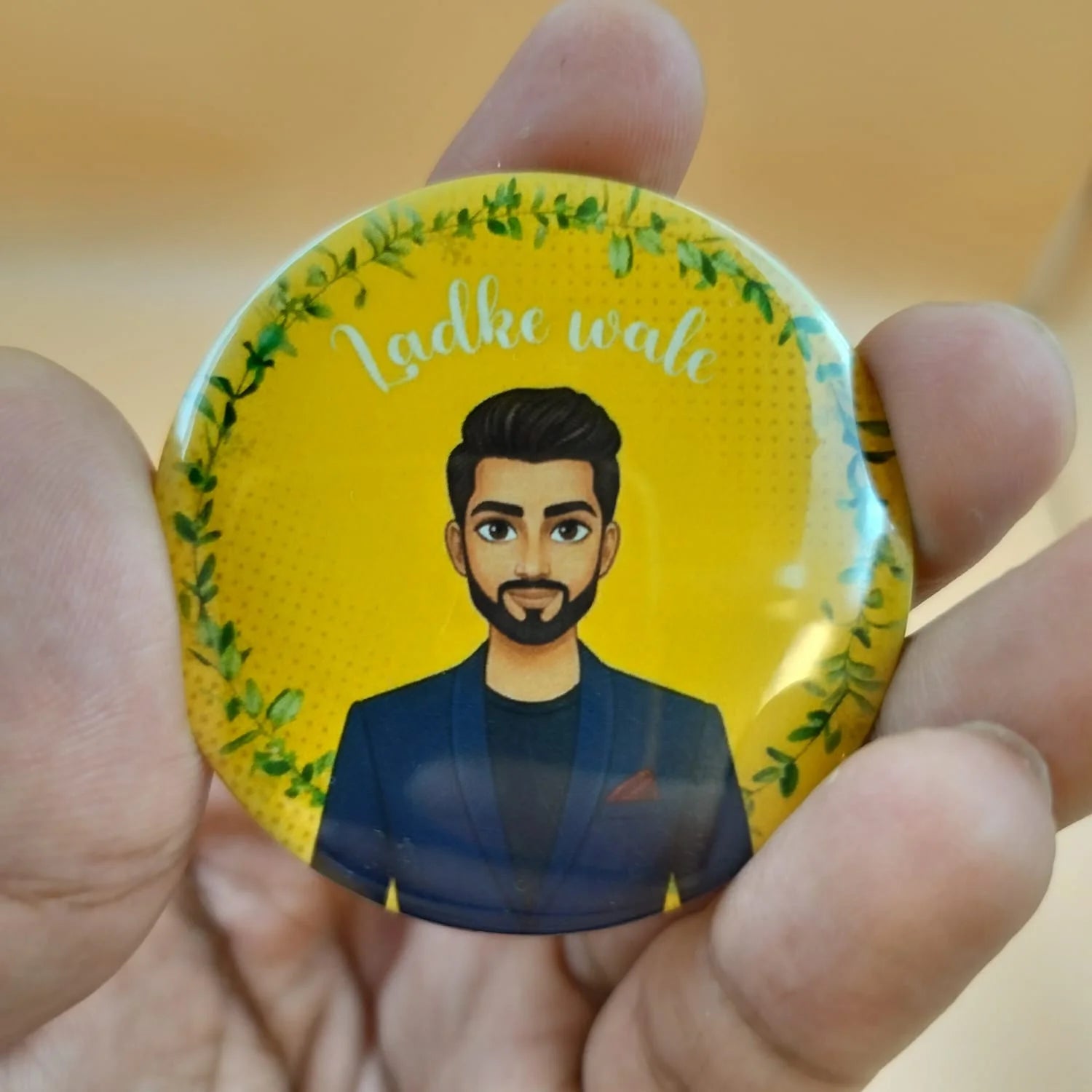 Ladke Wale Wedding Badges – Team Groom Round Pins