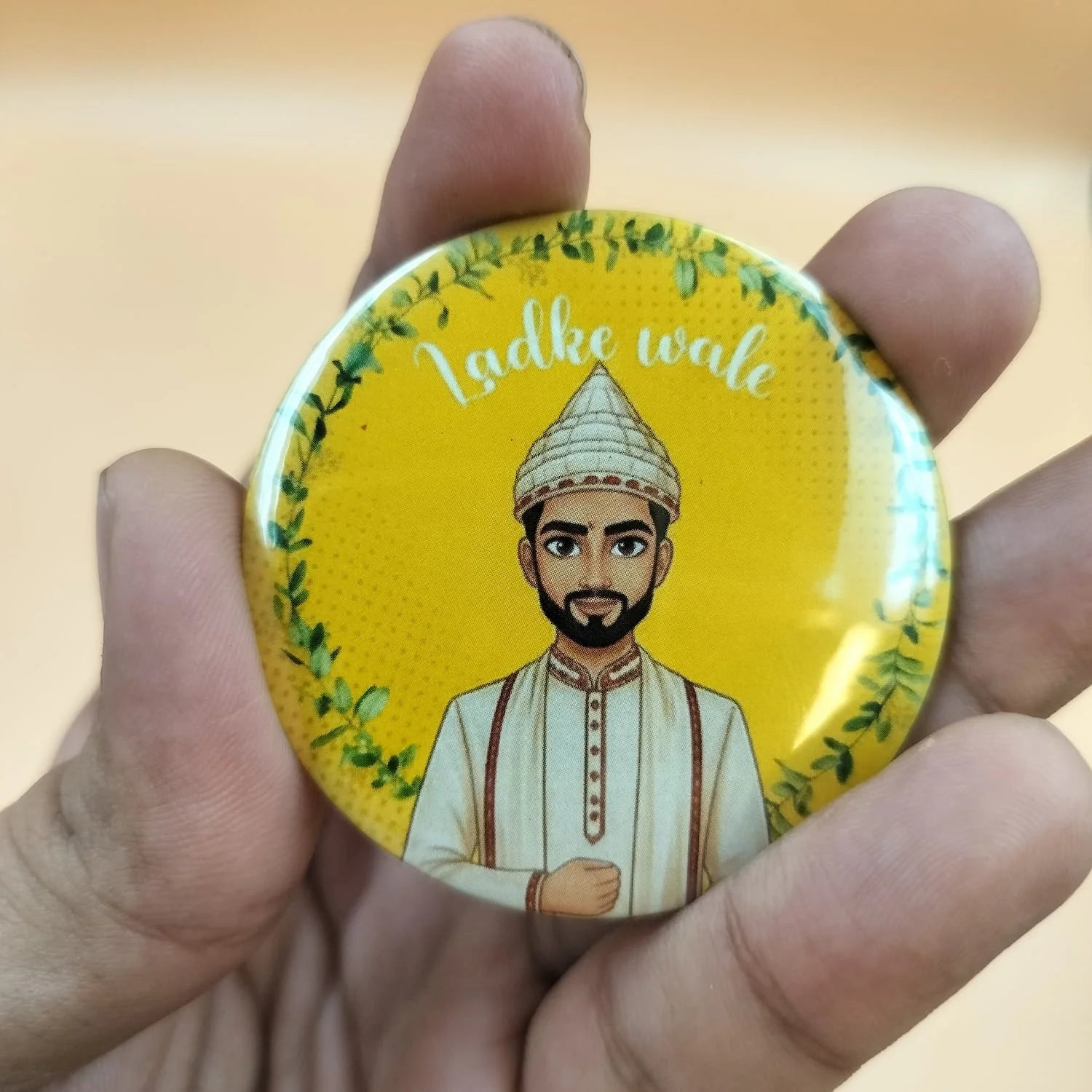 Ladke Wale Wedding Badges – Team Groom Round Pins