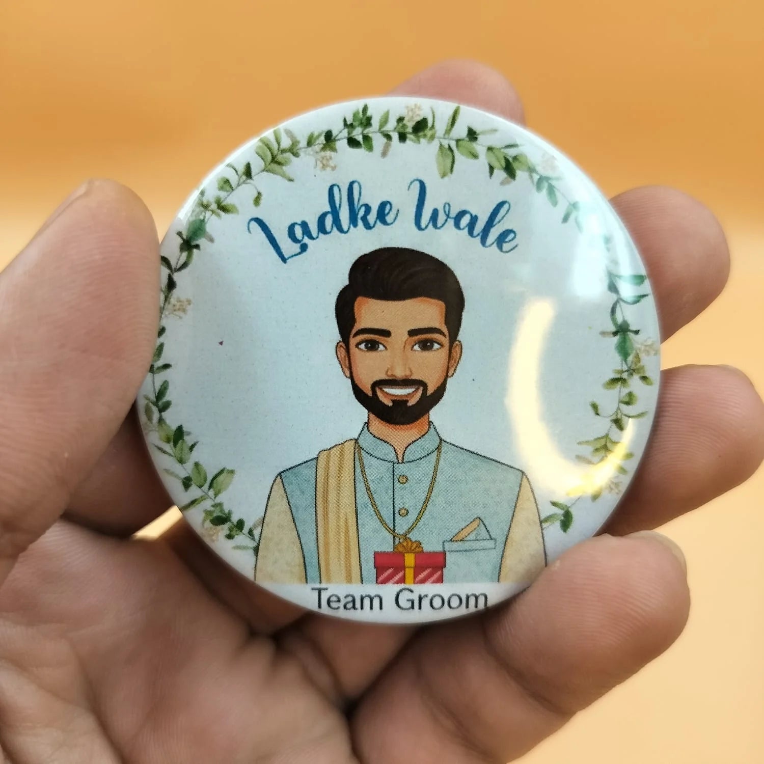 Ladke Wale Wedding Badges – Team Groom Round Pins