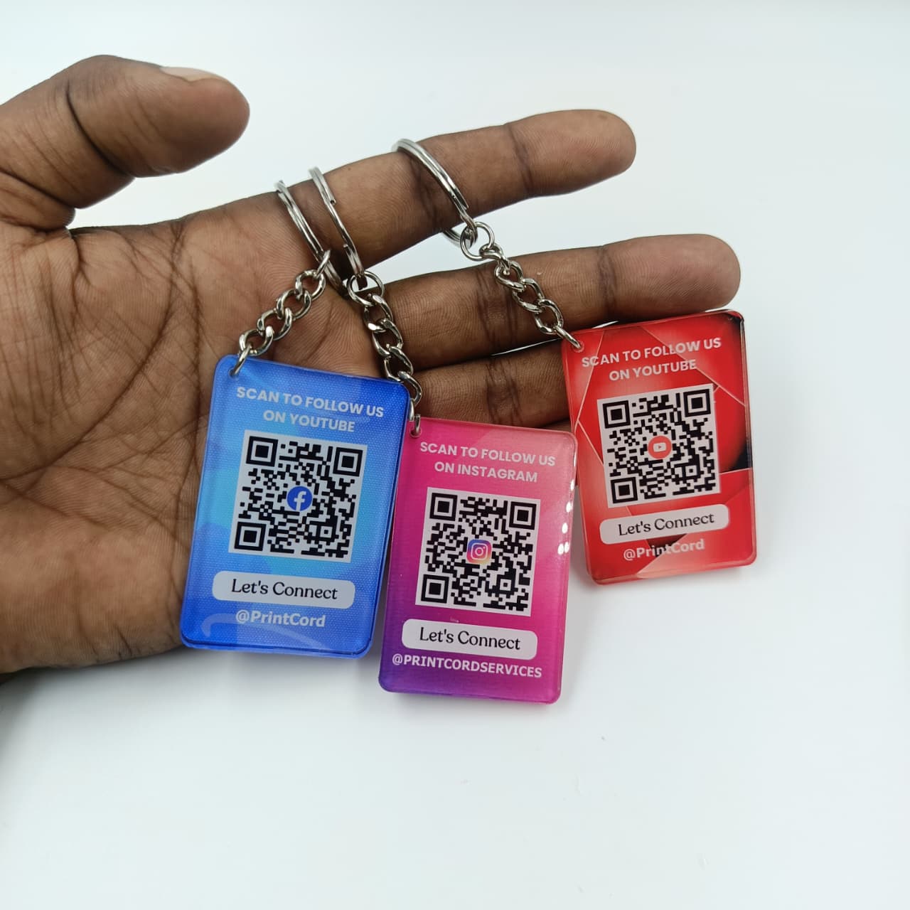 Social Media QR Code Acrylic Crystal Rectangle Keychain