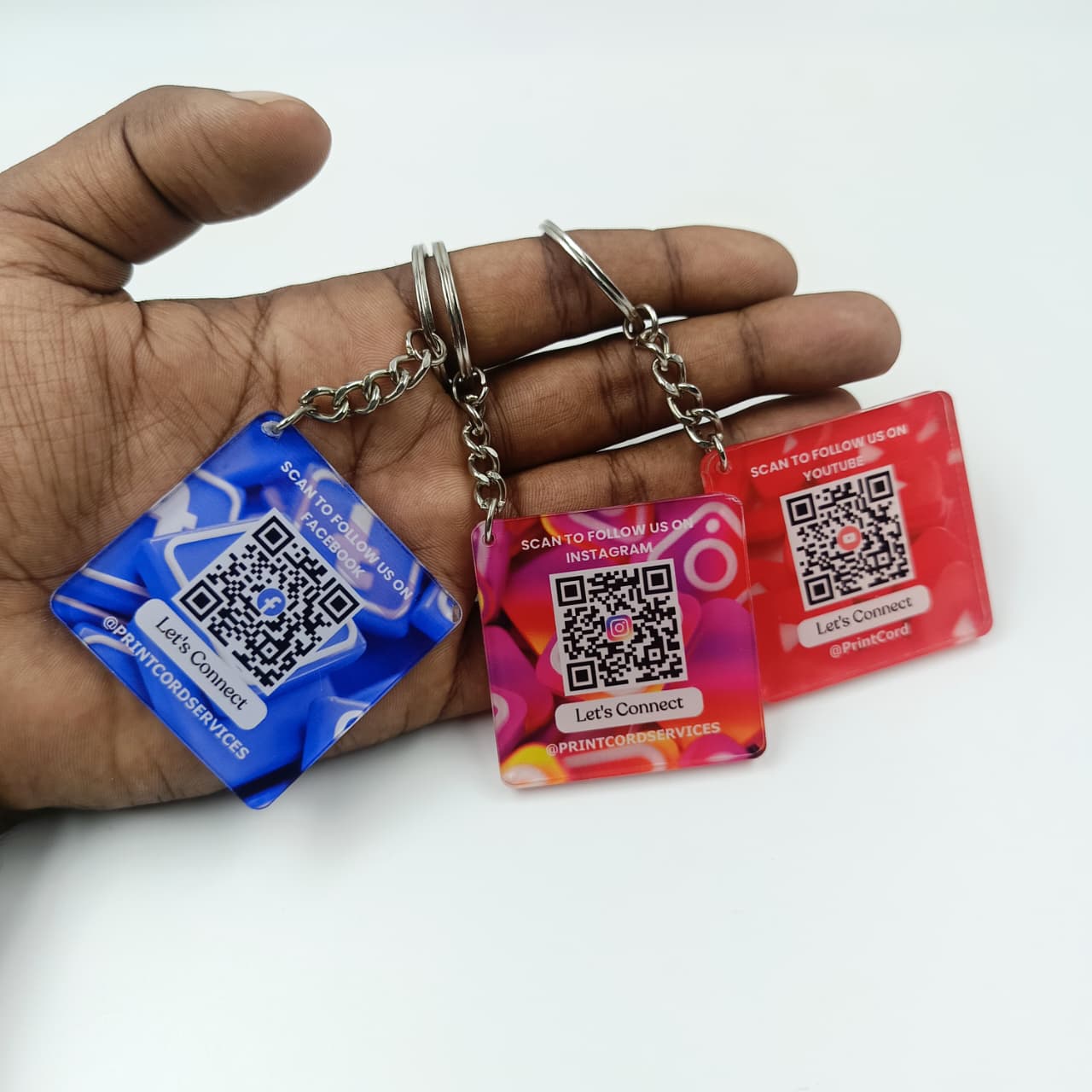 Acrylic Crystal Social Media QR Code Keychain (Square)